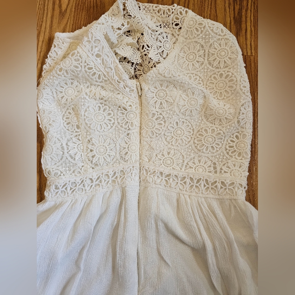 Kid's hollister women’s beige dress size 3 lace top side zip - Picture 8 of 12